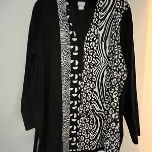 Chico's tunic top, size 3, black and white